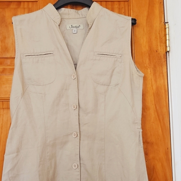 Jessica Sport Women's Button Front Sleeveless Midi Shirt Dress With Side Slits - Picture 2 of 15